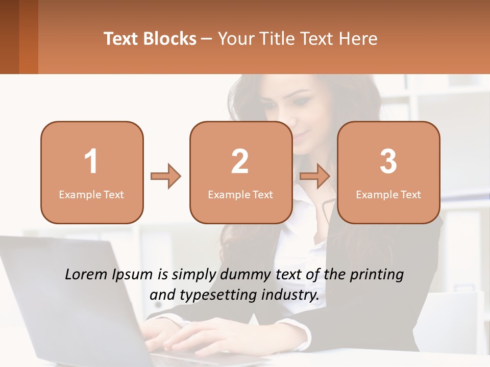 A Woman Sitting At A Desk With A Laptop PowerPoint Template