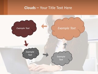 A Woman Sitting At A Desk With A Laptop PowerPoint Template