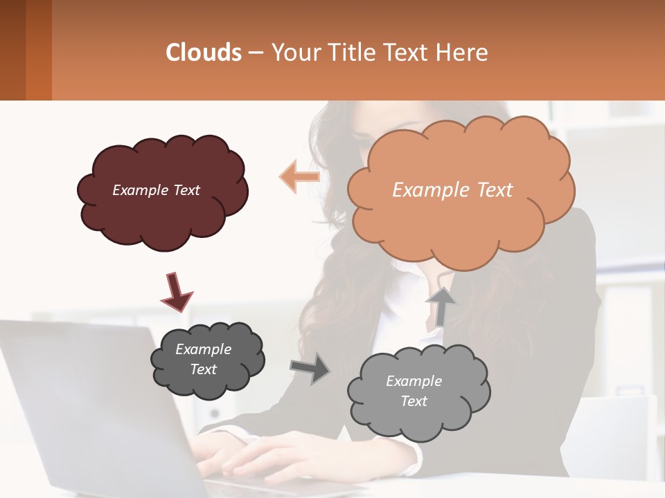 A Woman Sitting At A Desk With A Laptop PowerPoint Template