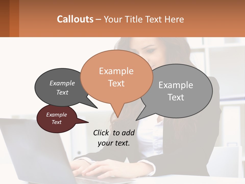 A Woman Sitting At A Desk With A Laptop PowerPoint Template