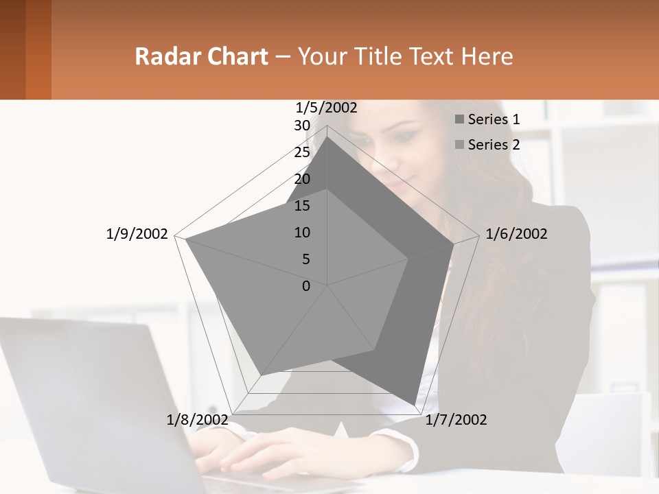 A Woman Sitting At A Desk With A Laptop PowerPoint Template