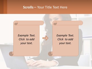 A Woman Sitting At A Desk With A Laptop PowerPoint Template