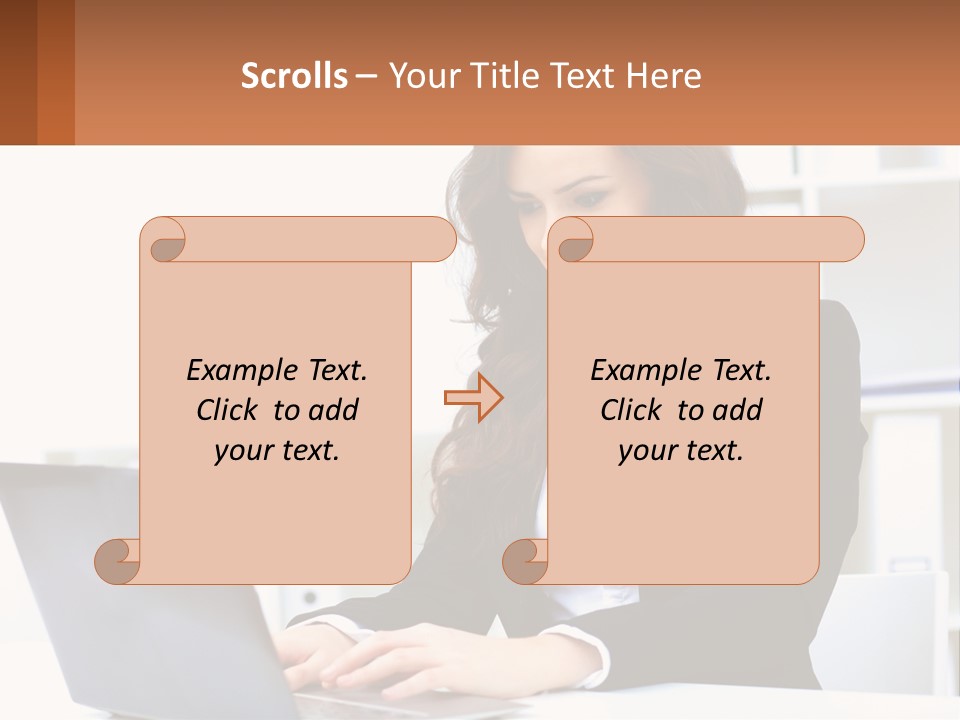 A Woman Sitting At A Desk With A Laptop PowerPoint Template