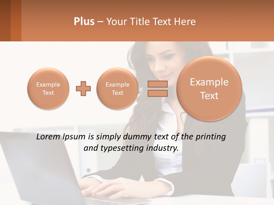 A Woman Sitting At A Desk With A Laptop PowerPoint Template