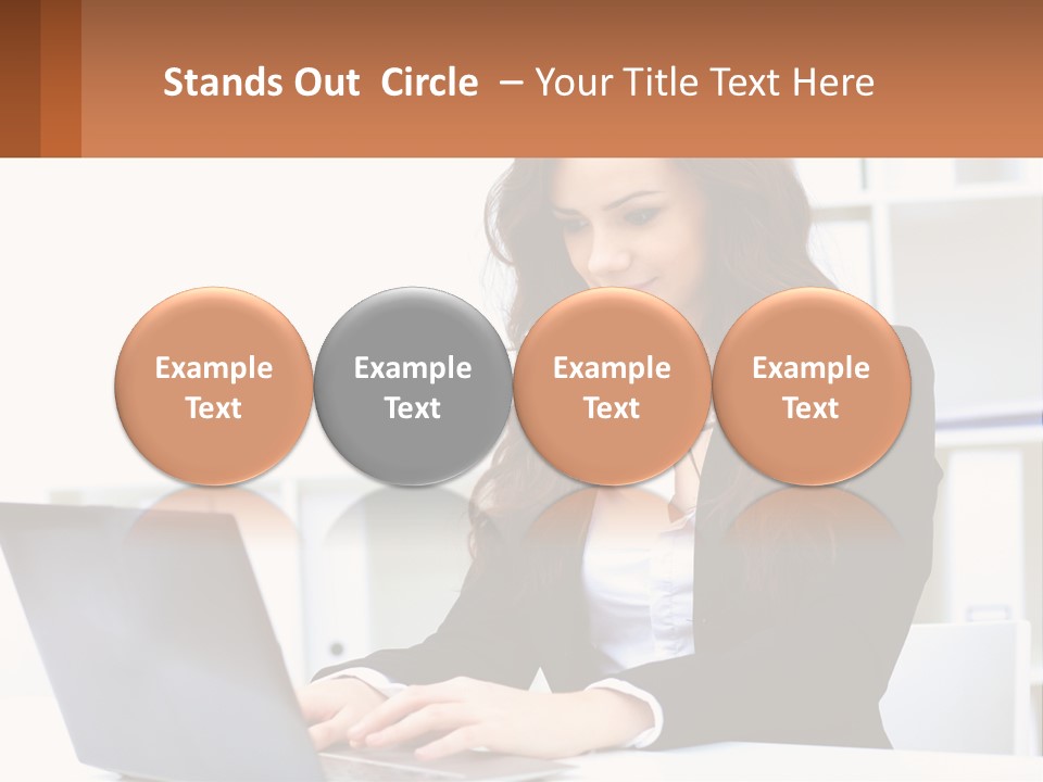 A Woman Sitting At A Desk With A Laptop PowerPoint Template