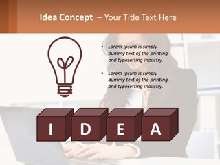 A Woman Sitting At A Desk With A Laptop PowerPoint Template