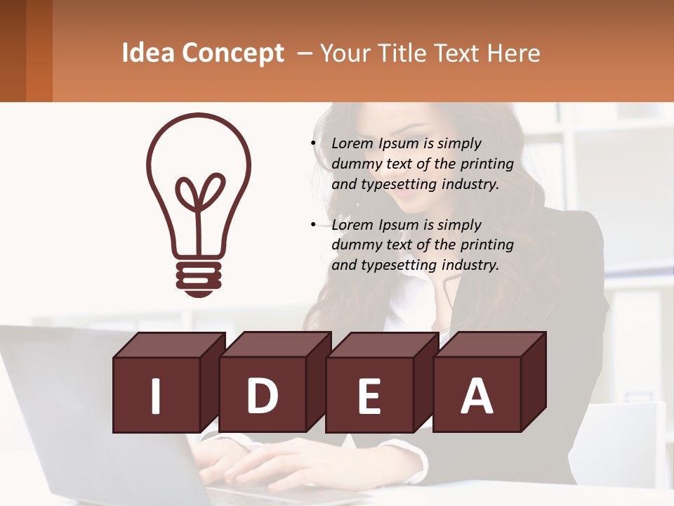 A Woman Sitting At A Desk With A Laptop PowerPoint Template