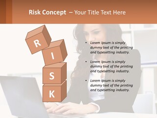 A Woman Sitting At A Desk With A Laptop PowerPoint Template