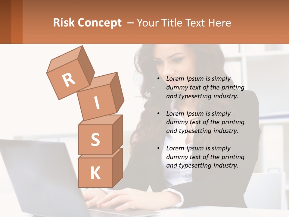 A Woman Sitting At A Desk With A Laptop PowerPoint Template