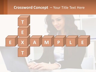 A Woman Sitting At A Desk With A Laptop PowerPoint Template