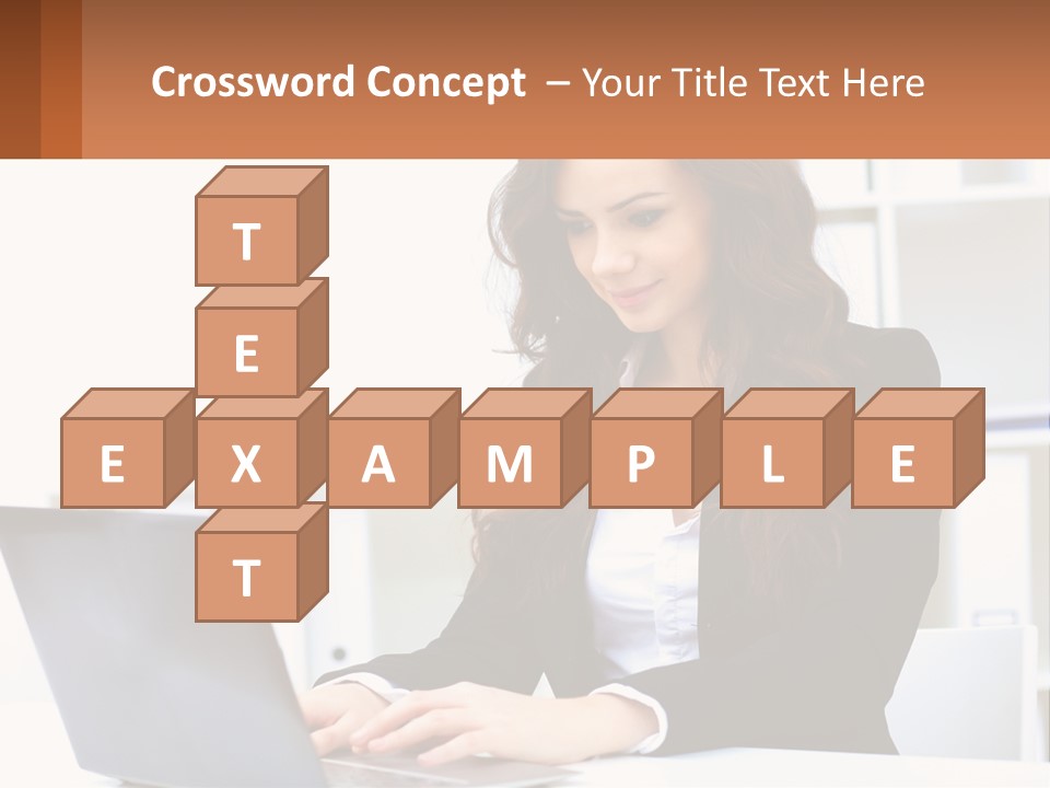 A Woman Sitting At A Desk With A Laptop PowerPoint Template