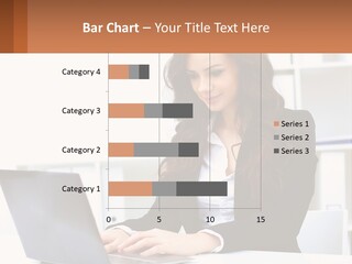 A Woman Sitting At A Desk With A Laptop PowerPoint Template