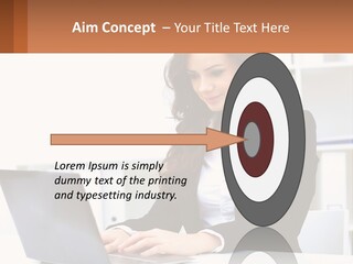 A Woman Sitting At A Desk With A Laptop PowerPoint Template