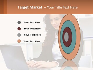 A Woman Sitting At A Desk With A Laptop PowerPoint Template