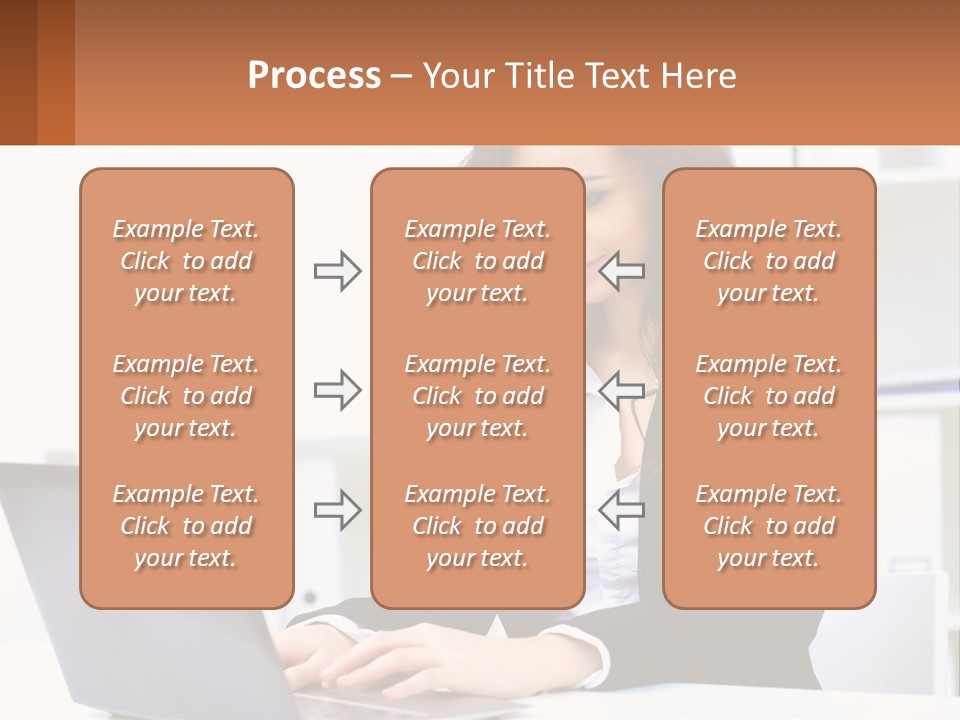 A Woman Sitting At A Desk With A Laptop PowerPoint Template