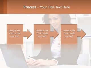 A Woman Sitting At A Desk With A Laptop PowerPoint Template