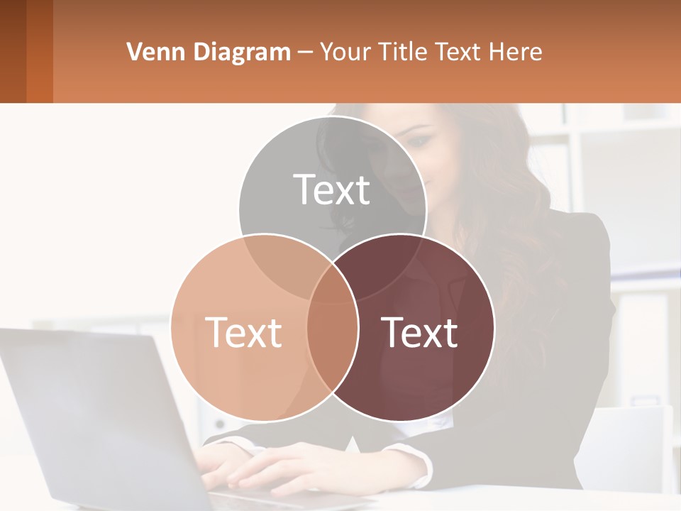 A Woman Sitting At A Desk With A Laptop PowerPoint Template