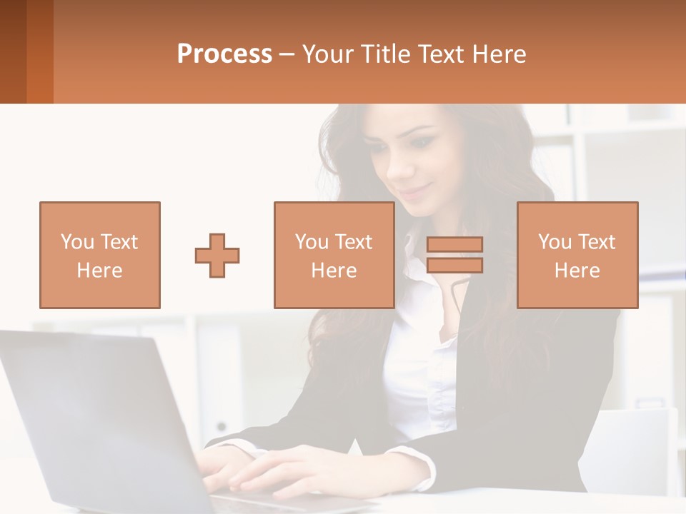 A Woman Sitting At A Desk With A Laptop PowerPoint Template