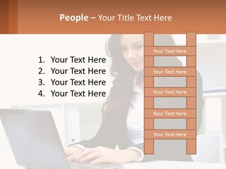 A Woman Sitting At A Desk With A Laptop PowerPoint Template