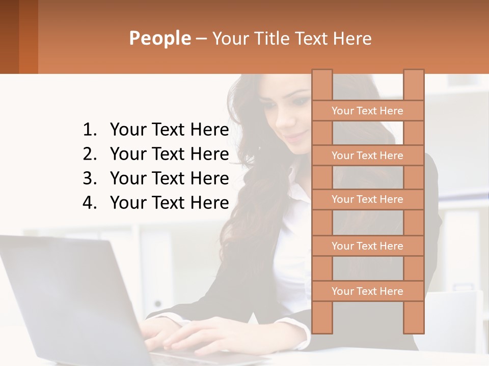 A Woman Sitting At A Desk With A Laptop PowerPoint Template