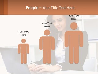 A Woman Sitting At A Desk With A Laptop PowerPoint Template