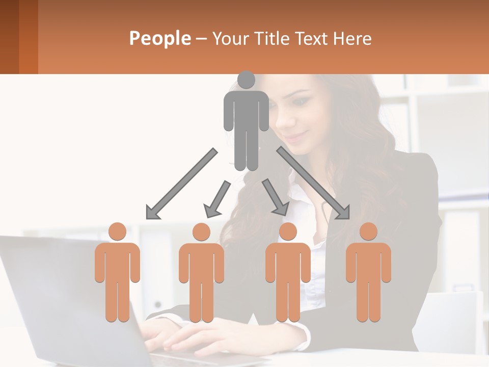 A Woman Sitting At A Desk With A Laptop PowerPoint Template