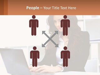 A Woman Sitting At A Desk With A Laptop PowerPoint Template