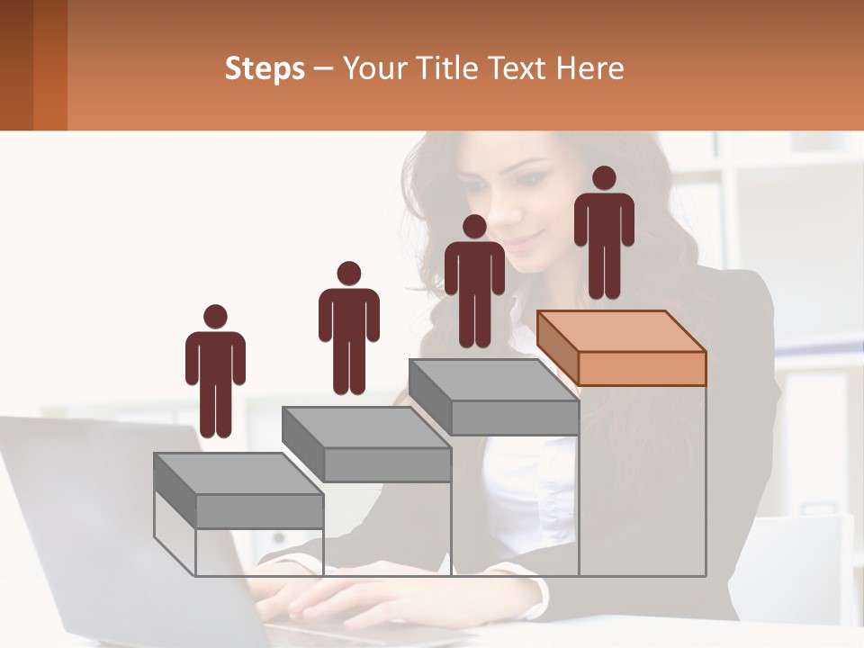 A Woman Sitting At A Desk With A Laptop PowerPoint Template