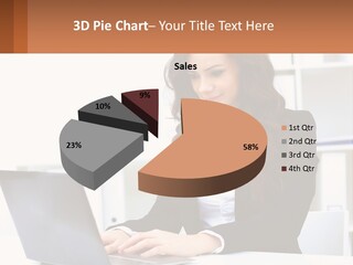 A Woman Sitting At A Desk With A Laptop PowerPoint Template