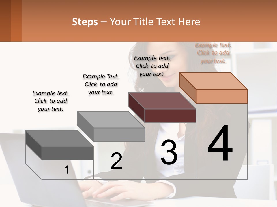 A Woman Sitting At A Desk With A Laptop PowerPoint Template