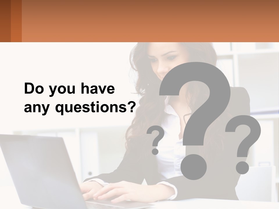 A Woman Sitting At A Desk With A Laptop PowerPoint Template