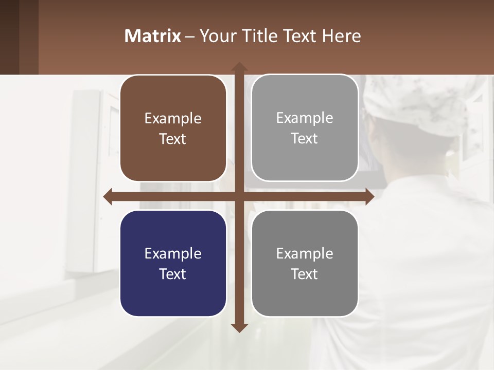 A Woman In A White Lab Coat Is Looking At A X - Ray PowerPoint Template