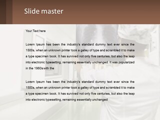 A Woman In A White Lab Coat Is Looking At A X - Ray PowerPoint Template