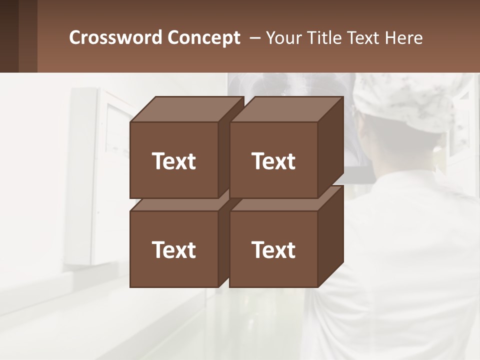 A Woman In A White Lab Coat Is Looking At A X - Ray PowerPoint Template