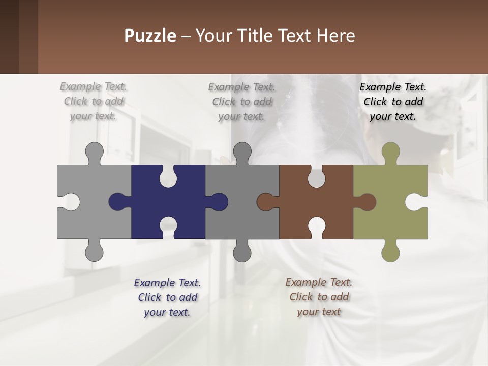 A Woman In A White Lab Coat Is Looking At A X - Ray PowerPoint Template