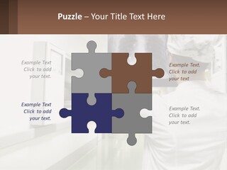 A Woman In A White Lab Coat Is Looking At A X - Ray PowerPoint Template