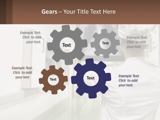 A Woman In A White Lab Coat Is Looking At A X - Ray PowerPoint Template