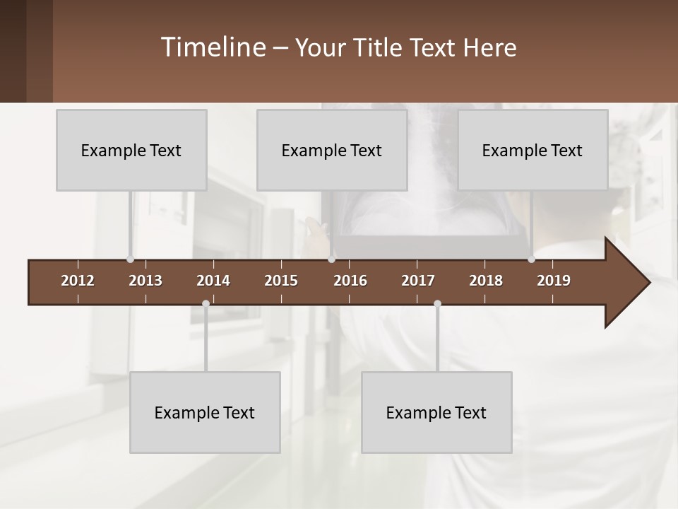 A Woman In A White Lab Coat Is Looking At A X - Ray PowerPoint Template