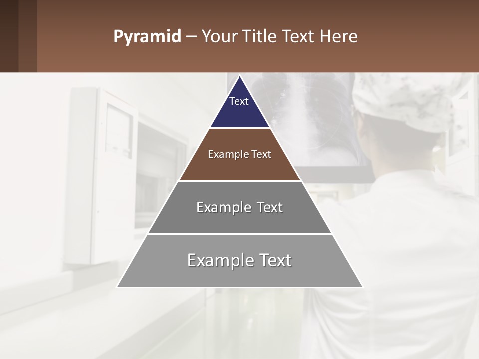 A Woman In A White Lab Coat Is Looking At A X - Ray PowerPoint Template