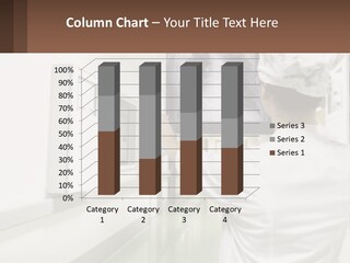 A Woman In A White Lab Coat Is Looking At A X - Ray PowerPoint Template