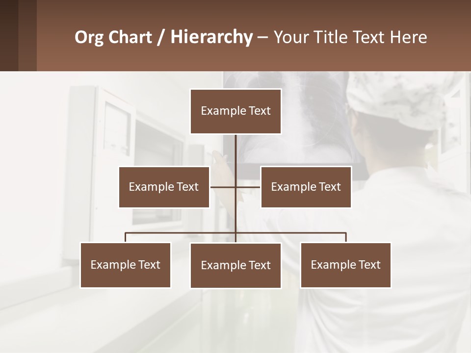 A Woman In A White Lab Coat Is Looking At A X - Ray PowerPoint Template