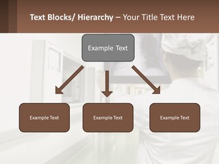 A Woman In A White Lab Coat Is Looking At A X - Ray PowerPoint Template