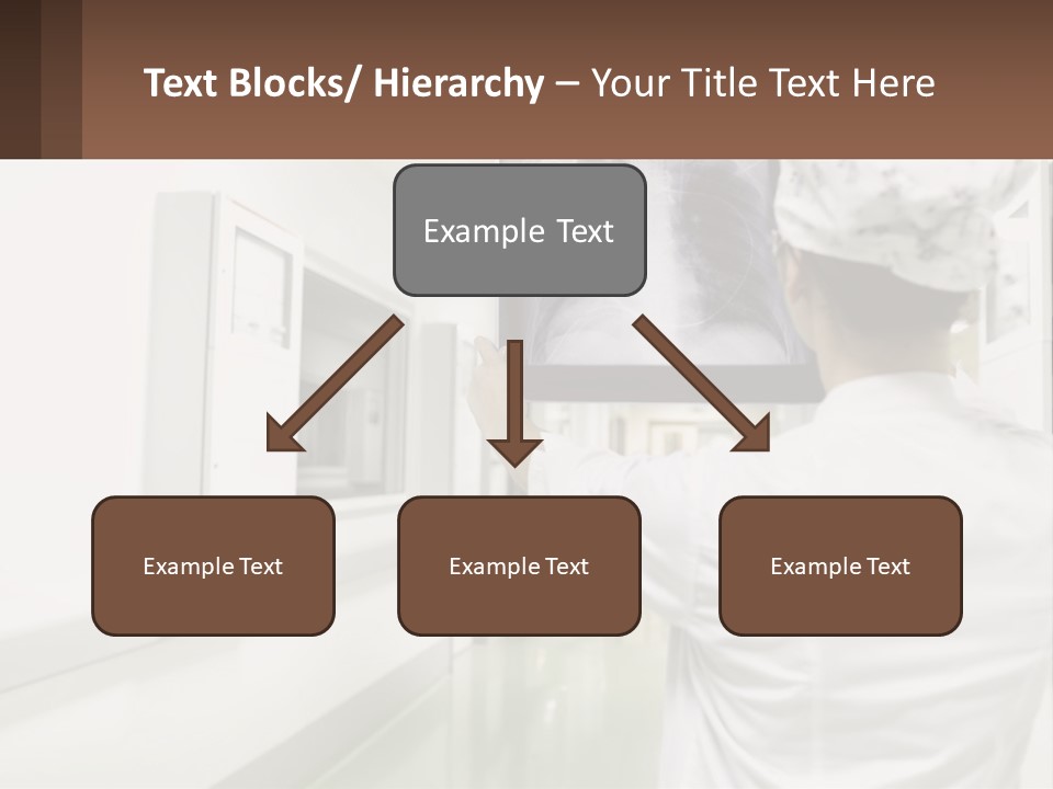 A Woman In A White Lab Coat Is Looking At A X - Ray PowerPoint Template