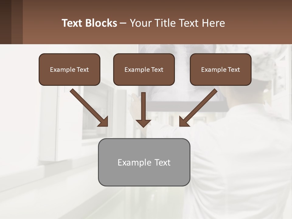 A Woman In A White Lab Coat Is Looking At A X - Ray PowerPoint Template