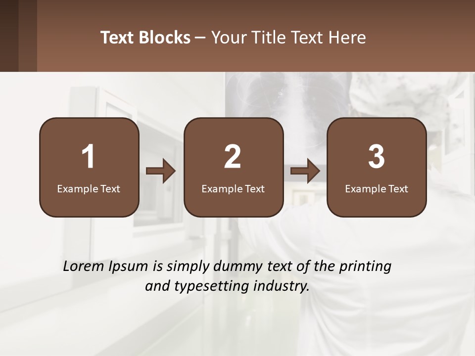 A Woman In A White Lab Coat Is Looking At A X - Ray PowerPoint Template