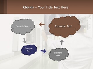 A Woman In A White Lab Coat Is Looking At A X - Ray PowerPoint Template