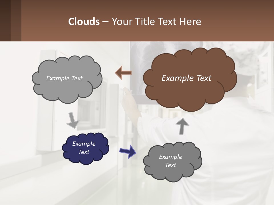 A Woman In A White Lab Coat Is Looking At A X - Ray PowerPoint Template