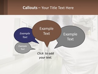 A Woman In A White Lab Coat Is Looking At A X - Ray PowerPoint Template