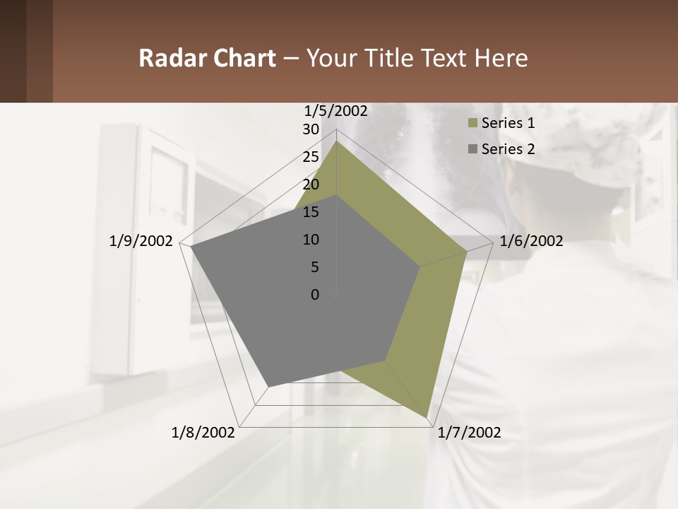 A Woman In A White Lab Coat Is Looking At A X - Ray PowerPoint Template