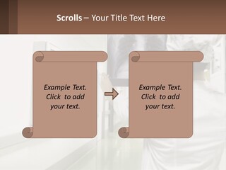 A Woman In A White Lab Coat Is Looking At A X - Ray PowerPoint Template